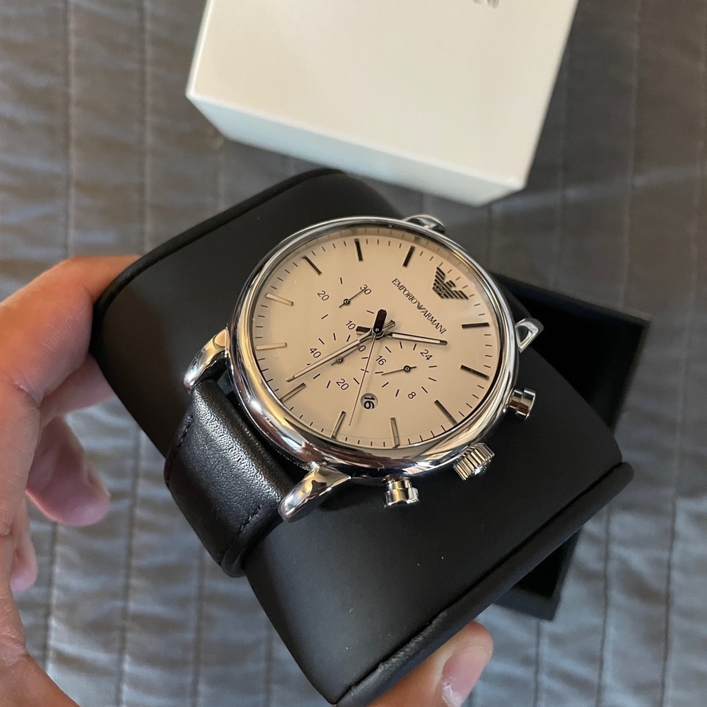 Emporio Armani Chronograph Leather Strap Watch, 46mm